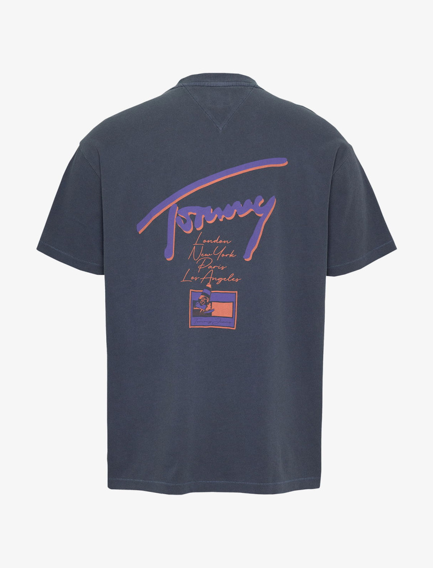 Tommy Jeans Faded Graphic Erkek Mavi T-Shirt Tommy Jeans Faded Graphic Erkek Mavi T-Shirt
