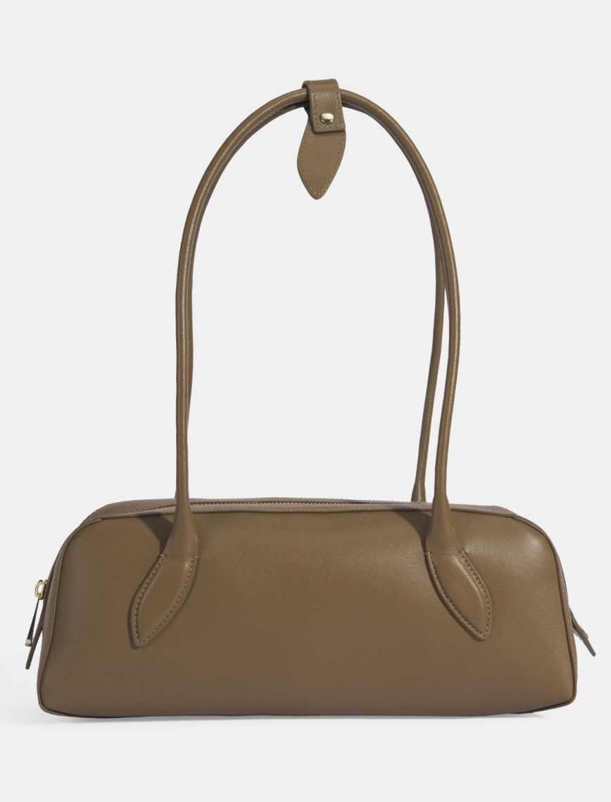 Limited Edition Kahve Kadın Yaprak Detaylı Deri Omuz Çantası