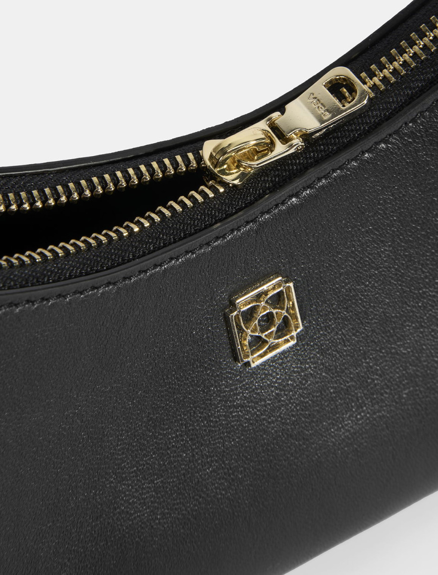 Kadın Siyah Omuz Askılı Mini Deri El Çantası