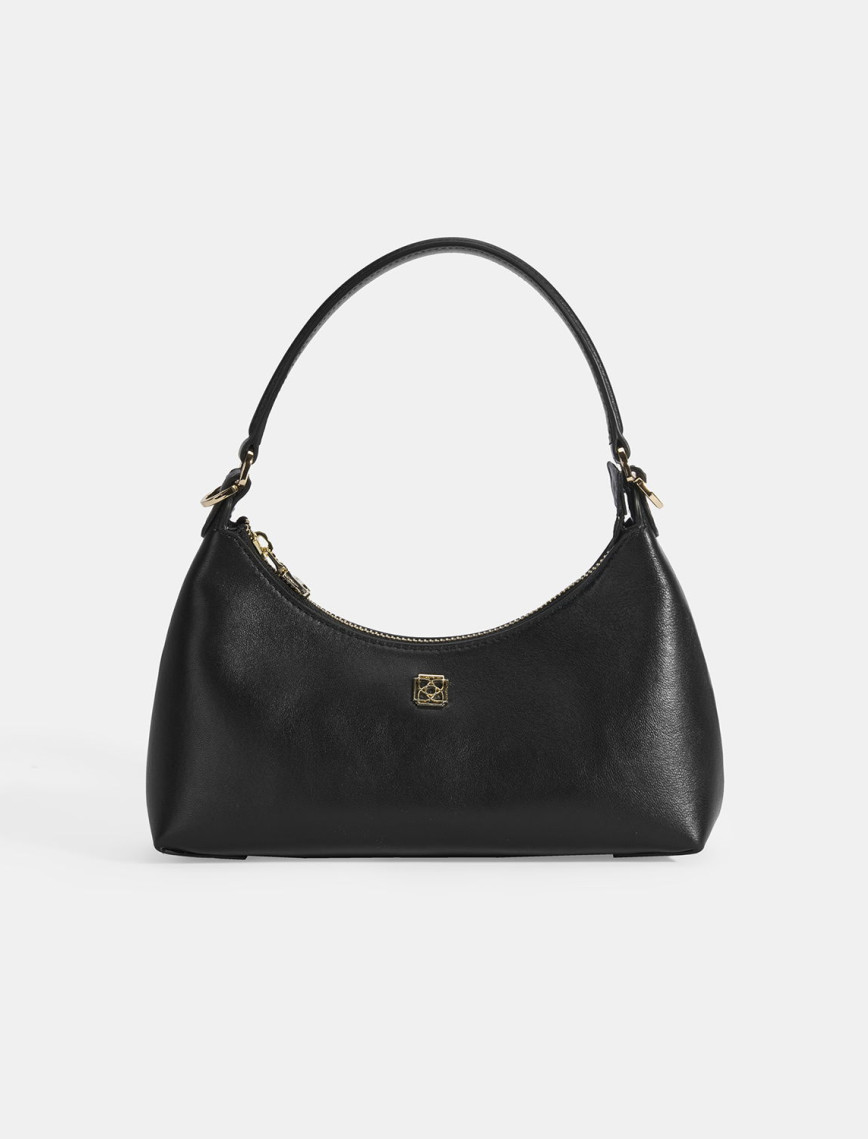 Kadın Siyah Omuz Askılı Mini Deri El Çantası