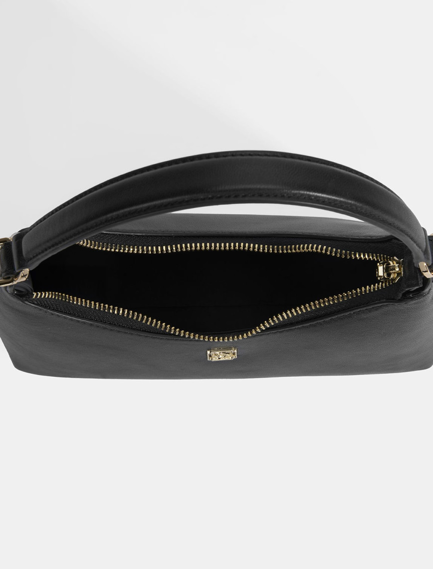 Kadın Siyah Omuz Askılı Mini Deri El Çantası