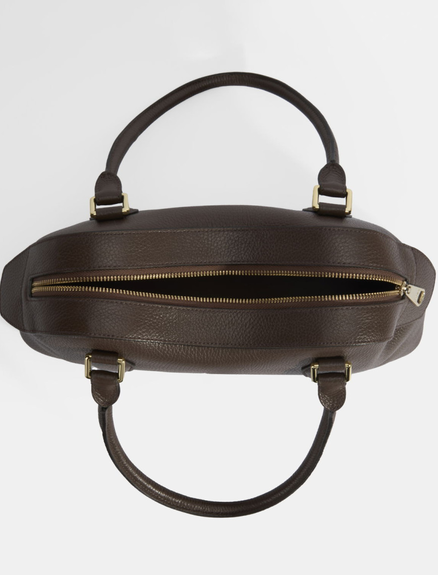 Kadın Kahve Deri Çanta Aksesuarlı Büyük Omuz Çantası