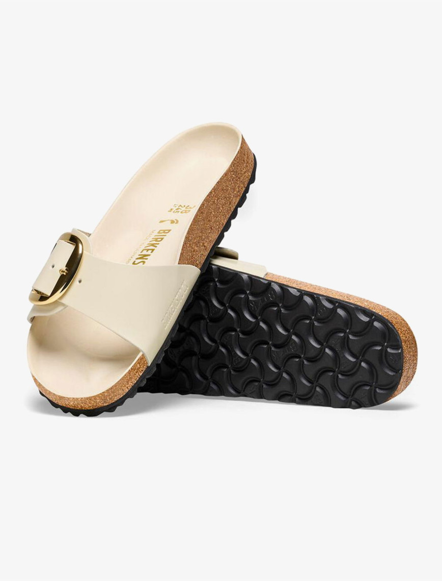 Birkenstock Madrid Big Buckle Nl High Shine Kadın Krem Terlik Birkenstock Madrid Big Buckle Nl High Shine Kadın Krem Terlik