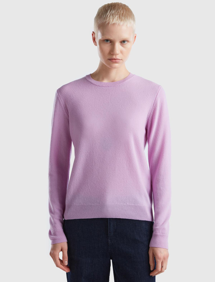 Kadın Lila Bisiklet Yaka Merino Kazak Kadın Lila Bisiklet Yaka Merino Kazak