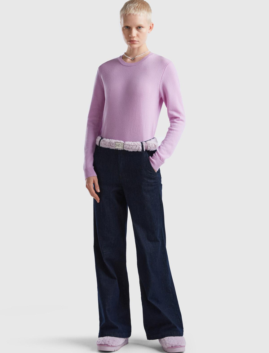 Kadın Lila Bisiklet Yaka Merino Kazak Kadın Lila Bisiklet Yaka Merino Kazak