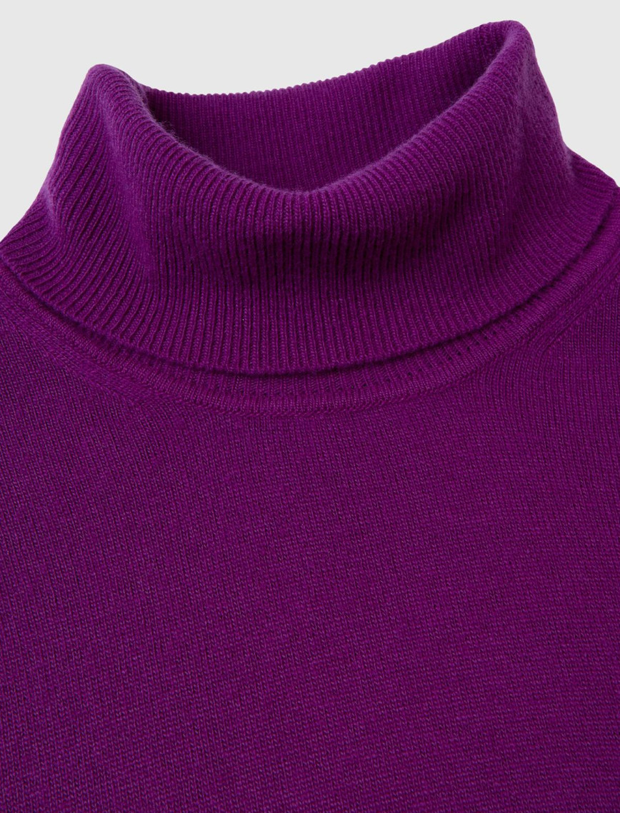 Erkek Mor Boğazlı Merino Kazak