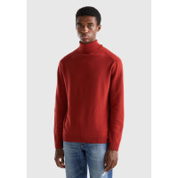 Erkek Bordo Boğazlı Merino Kazak