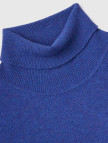 Erkek Mavi Melanj Boğazlı Merino Kazak