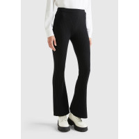 Kadın Siyah Yün Karışımlı Regular Fit Triko Pantolon