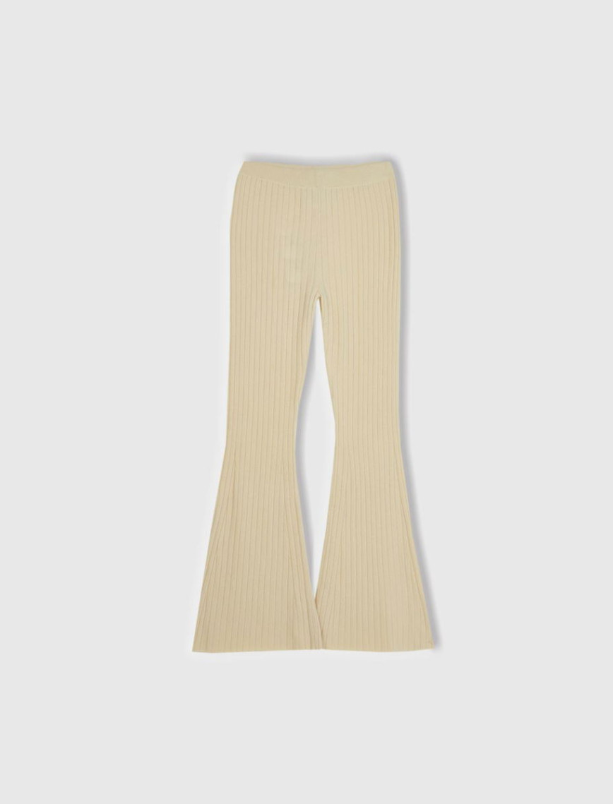 Kadın Siyah Yün Karışımlı Regular Fit Triko Pantolon