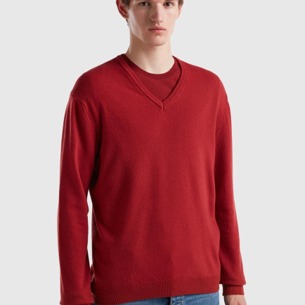 Erkek Bordo V Yaka Merino Kazak Erkek Bordo V Yaka Merino Kazak