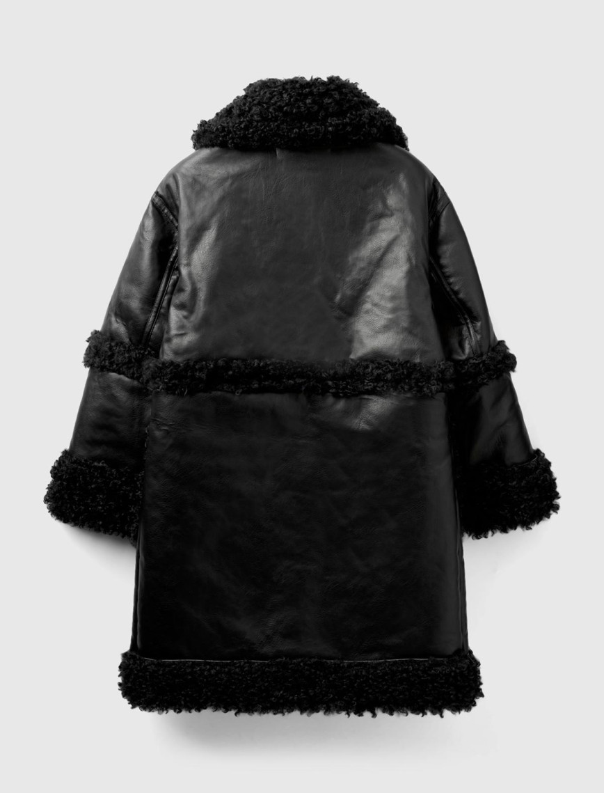 Kadın Siyah Suni Deri Palto Kadın Siyah Suni Deri Palto