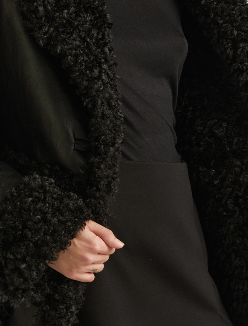 Kadın Siyah Suni Deri Palto Kadın Siyah Suni Deri Palto