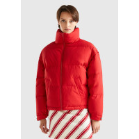 Kadın Kırmızı Kaz Tüyü Dolgulu Pufa Mont