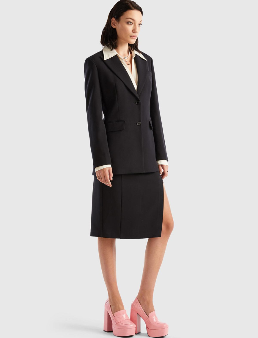 Kadın Siyah Çift Düğmeli Ceket Kadın Siyah Çift Düğmeli Ceket