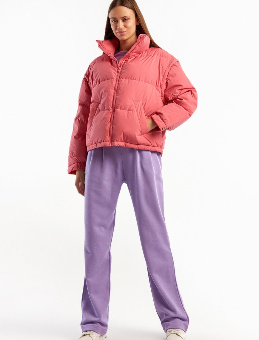 Kadın Gül Kurusu Kaz Tüyü Dolgulu Pufa Mont