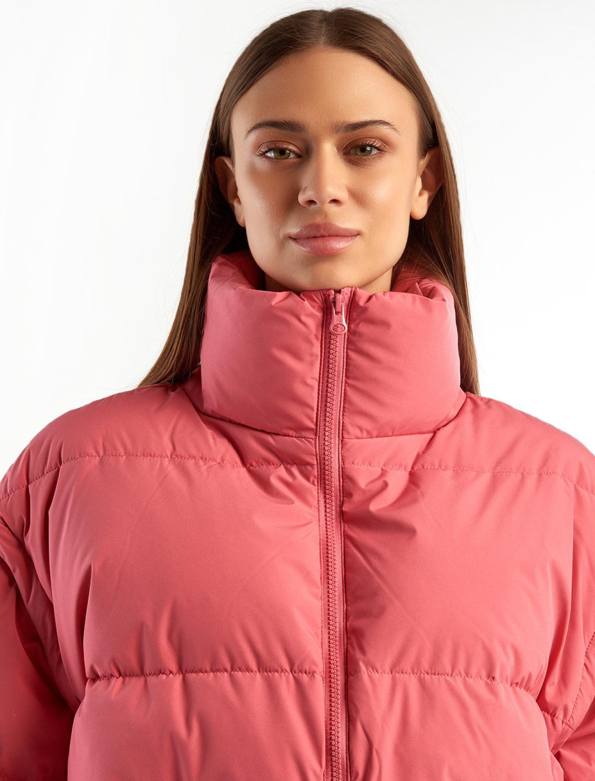 Kadın Gül Kurusu Kaz Tüyü Dolgulu Pufa Mont