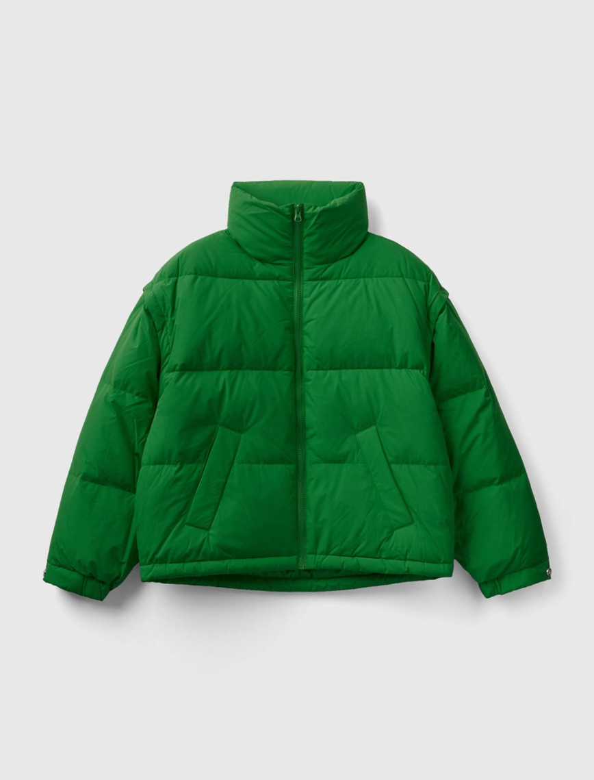 Kadın Yeşil Kaz Tüyü Dolgulu Pufa Mont