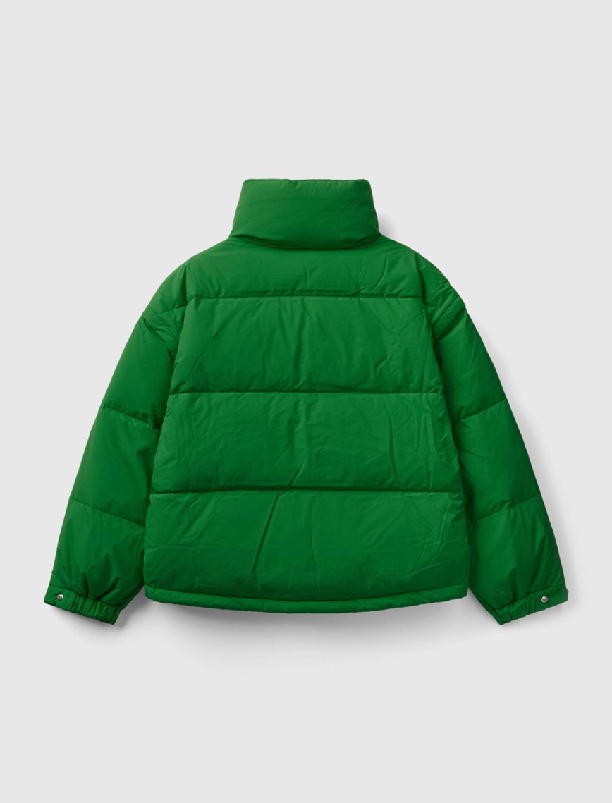 Kadın Yeşil Kaz Tüyü Dolgulu Pufa Mont