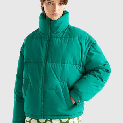 Kadın Yeşil Kaz Tüyü Dolgulu Pufa Mont Kadın Yeşil Kaz Tüyü Dolgulu Pufa Mont