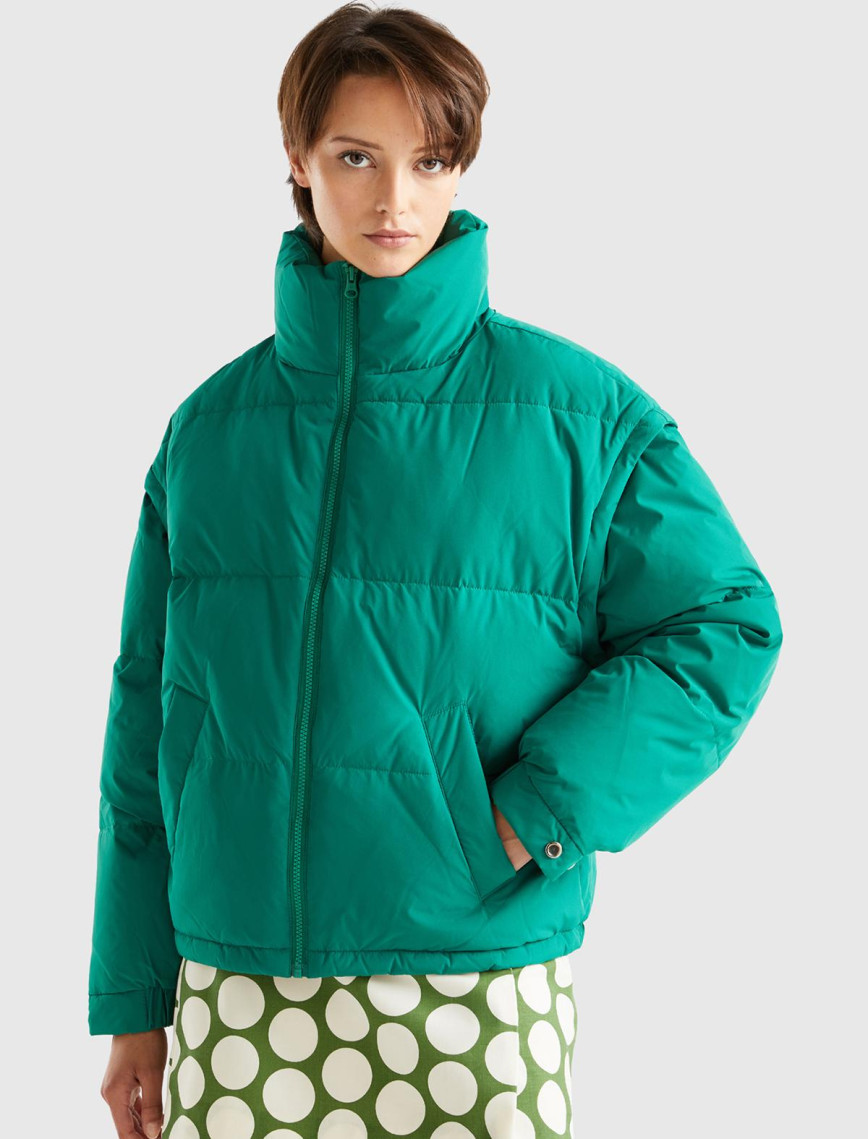 Kadın Kırmızı Kaz Tüyü Dolgulu Pufa Mont