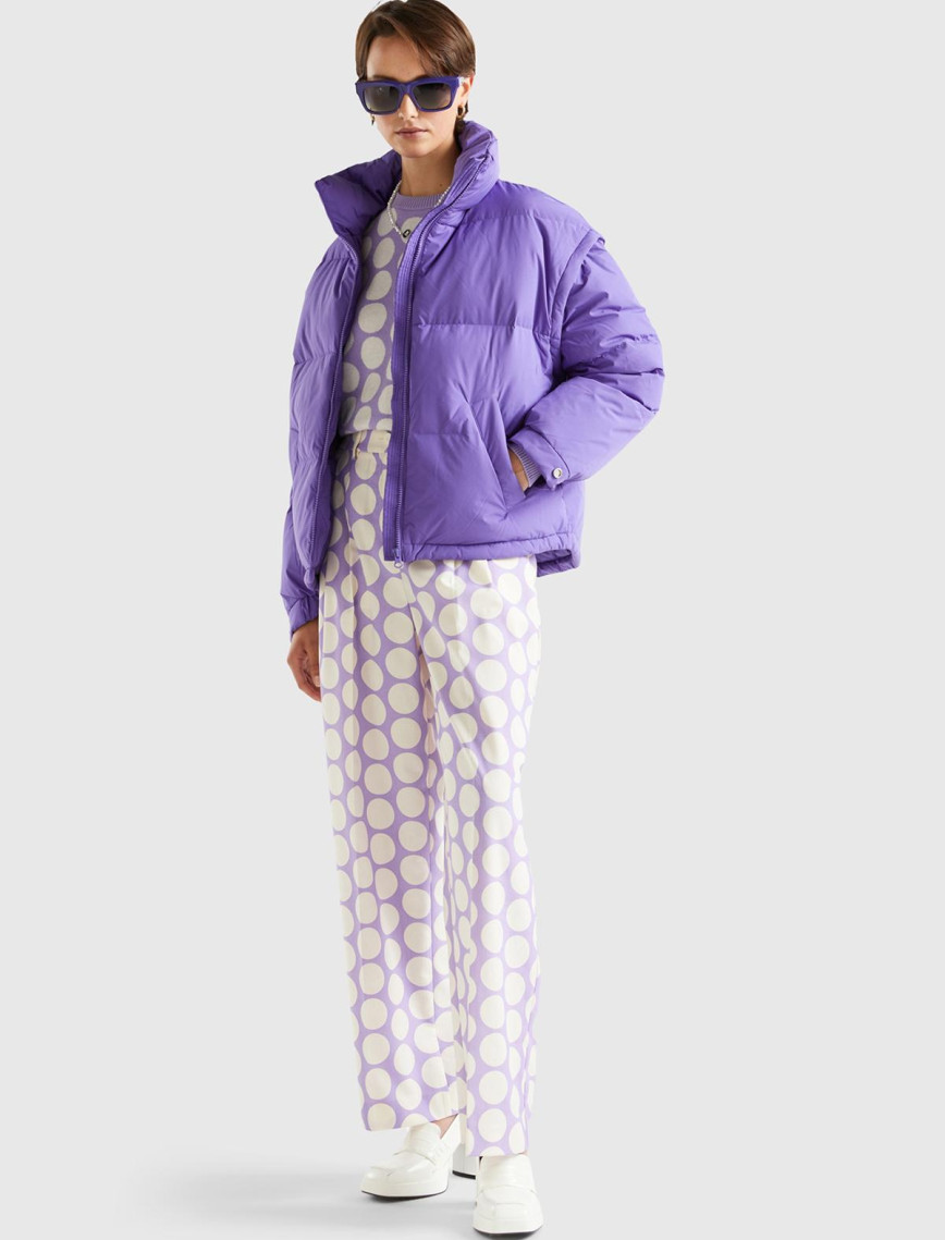 Kadın Mor Kaz Tüyü Dolgulu Pufa Mont