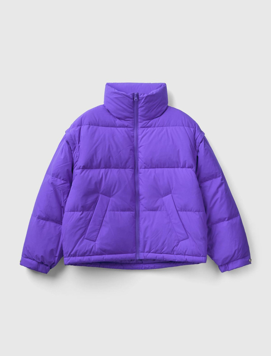 Kadın Mor Kaz Tüyü Dolgulu Pufa Mont