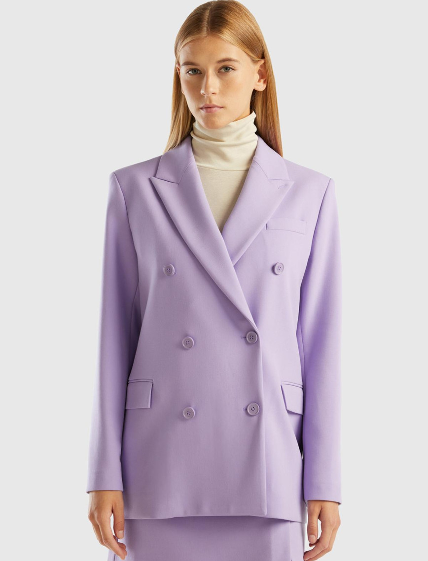 Kadın Lila Kruvaze Ceket Kadın Lila Kruvaze Ceket