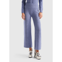 Kadın Havacı Mavi Yün Karışımlı Şardonlu Triko Pantolon