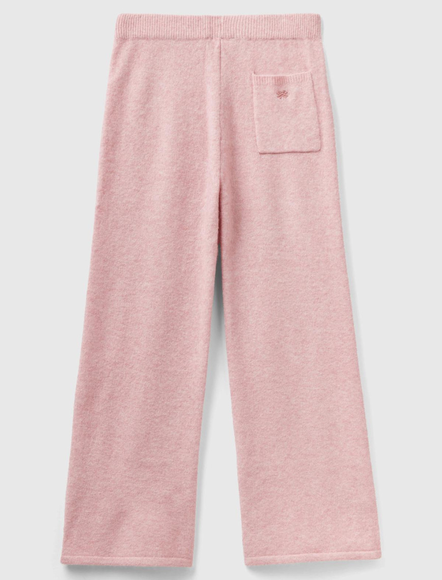 Kadın Gül Kurusu Yün Karışımlı Şardonlu Triko Pantolon