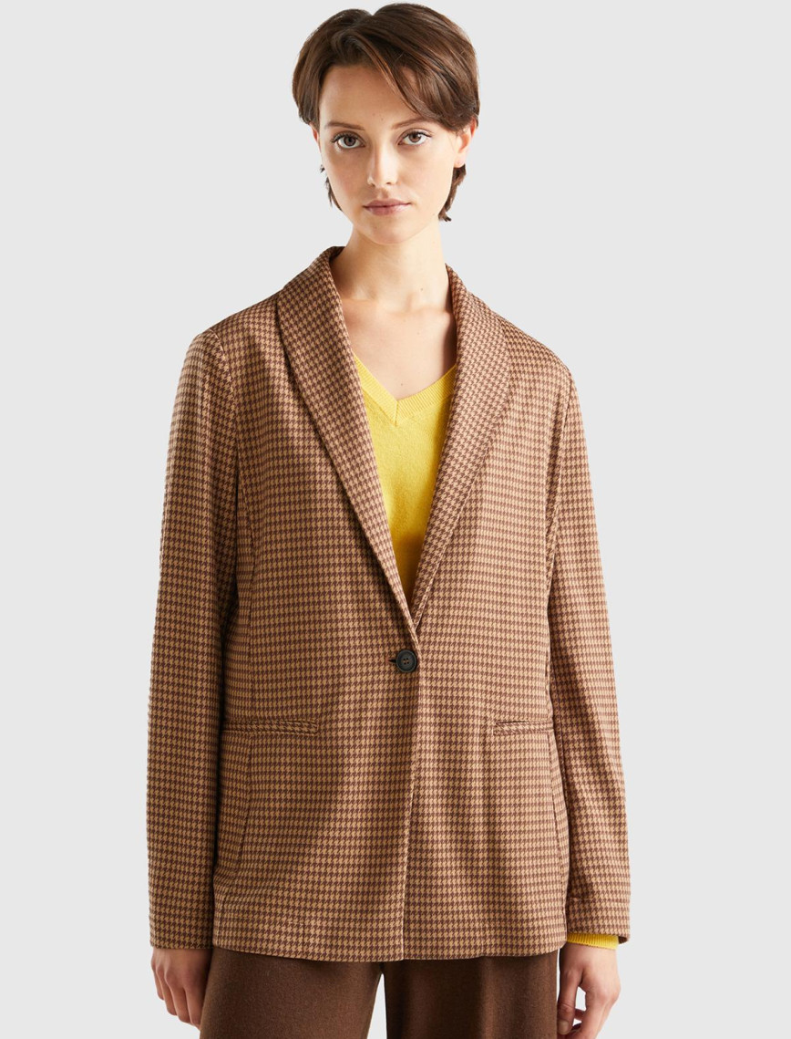 Kadın Taba Kazayağı Desenli Ceket Kadın Taba Kazayağı Desenli Ceket