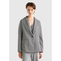 Kadın Siyah-Beyaz Kazayağı Desenli Ceket Kadın Siyah-Beyaz Kazayağı Desenli Ceket