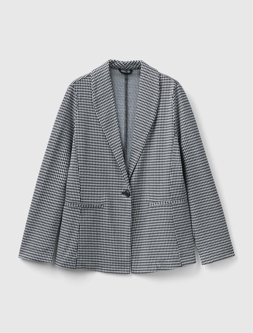 Kadın Siyah-Beyaz Kazayağı Desenli Ceket Kadın Siyah-Beyaz Kazayağı Desenli Ceket