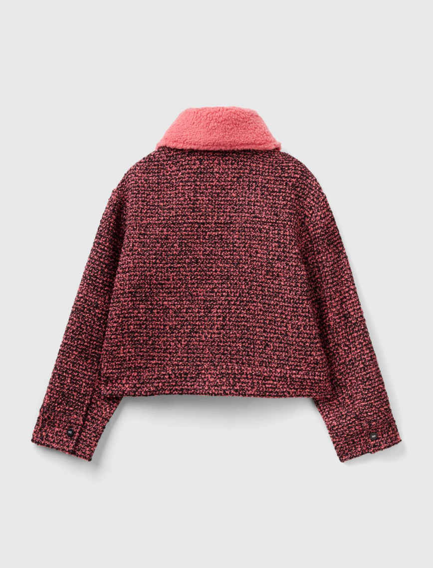 Kadın Pembe Yakası Çıkarılabilir Ceket Kadın Pembe Yakası Çıkarılabilir Ceket