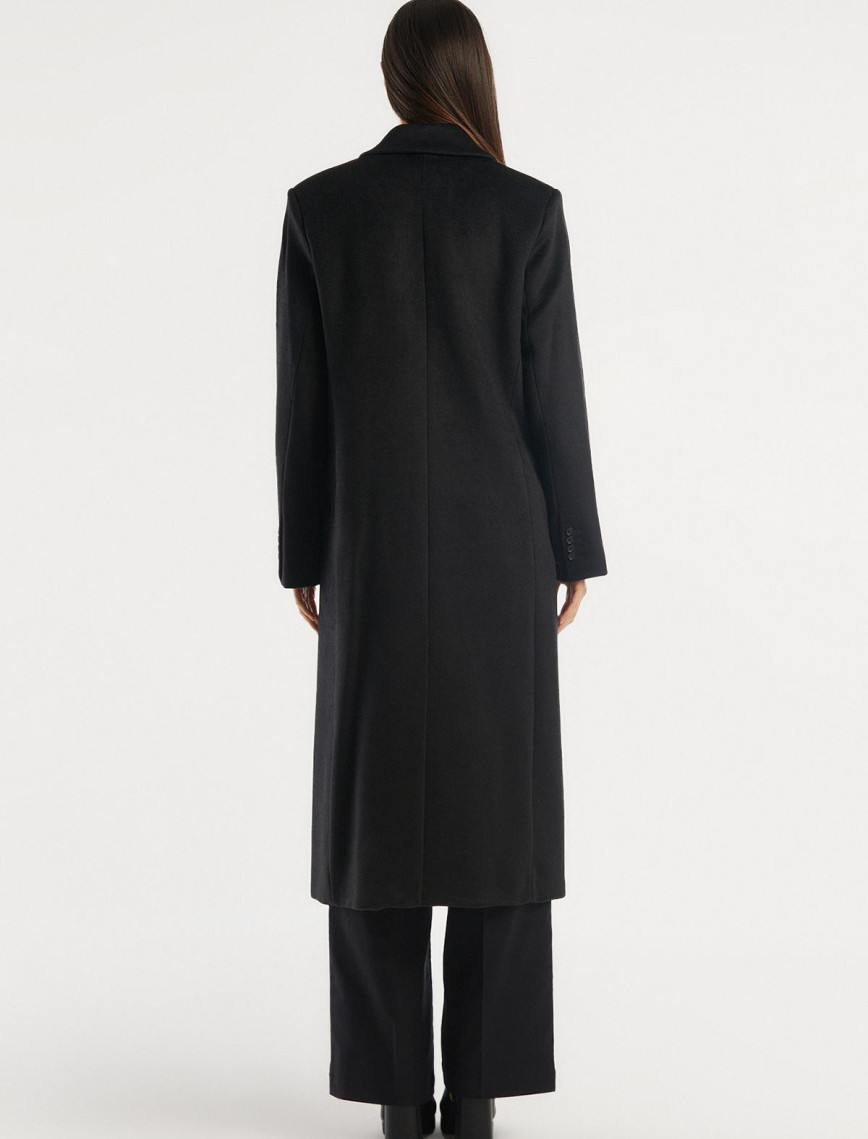 Kadın Siyah Kruvaze Palto Kadın Siyah Kruvaze Palto