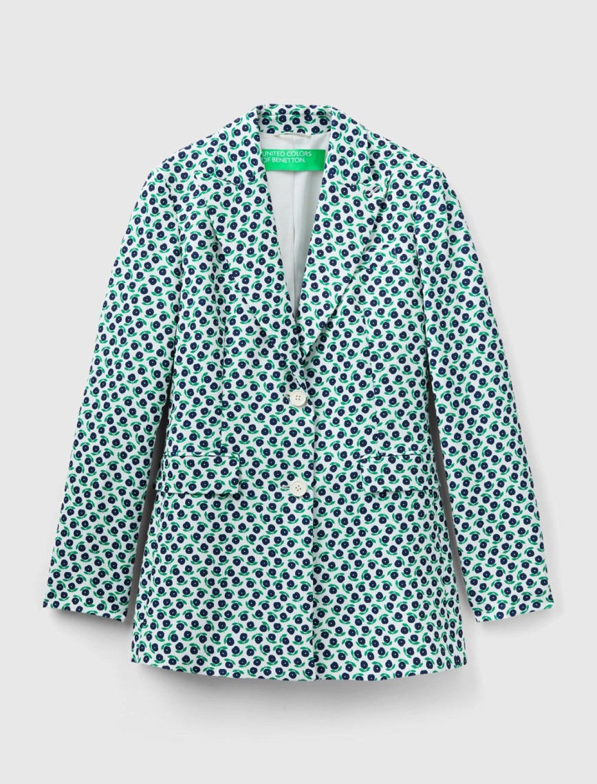 Kadın Yeşil Mix Çiçek Desenli Ceket Kadın Yeşil Mix Çiçek Desenli Ceket