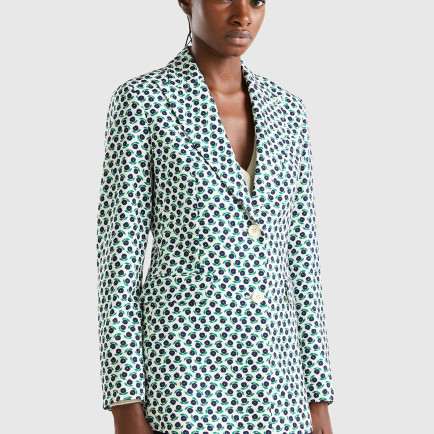 Kadın Yeşil Mix Çiçek Desenli Ceket Kadın Yeşil Mix Çiçek Desenli Ceket