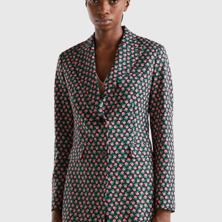 Kadın Pembe Mix Çiçek Desenli Ceket Kadın Pembe Mix Çiçek Desenli Ceket