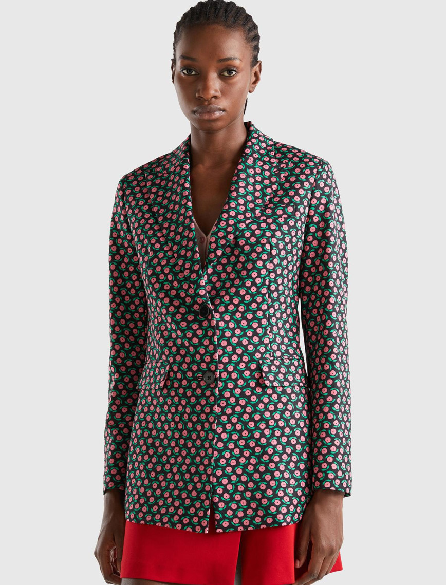 Kadın Pembe Mix Çiçek Desenli Ceket Kadın Pembe Mix Çiçek Desenli Ceket