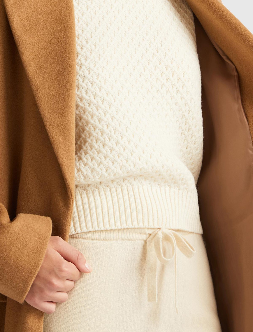 Kadın Taba Yün Karışımlı Belden Bağlamalı Palto Kadın Taba Yün Karışımlı Belden Bağlamalı Palto