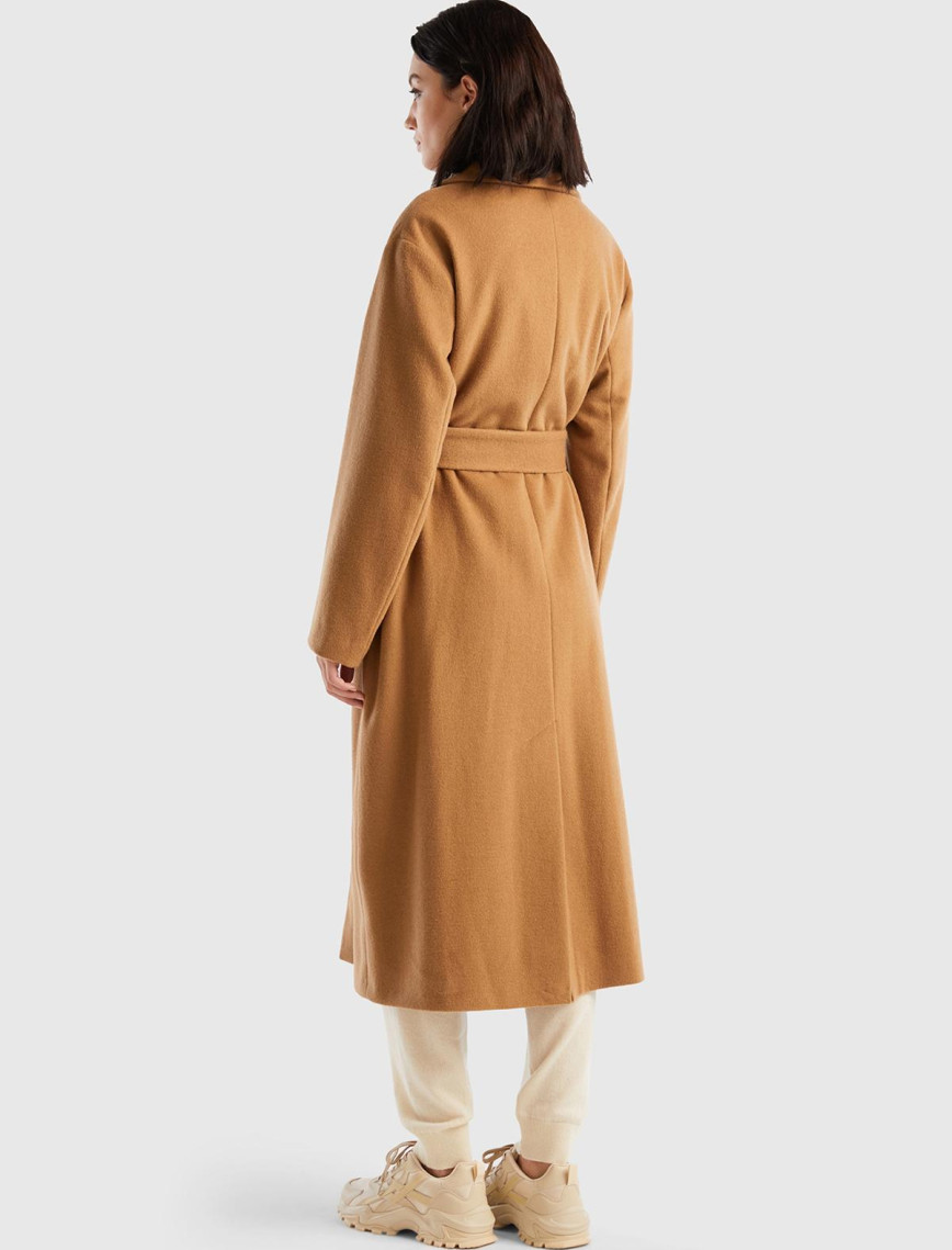 Kadın Taba Yün Karışımlı Belden Bağlamalı Palto Kadın Taba Yün Karışımlı Belden Bağlamalı Palto