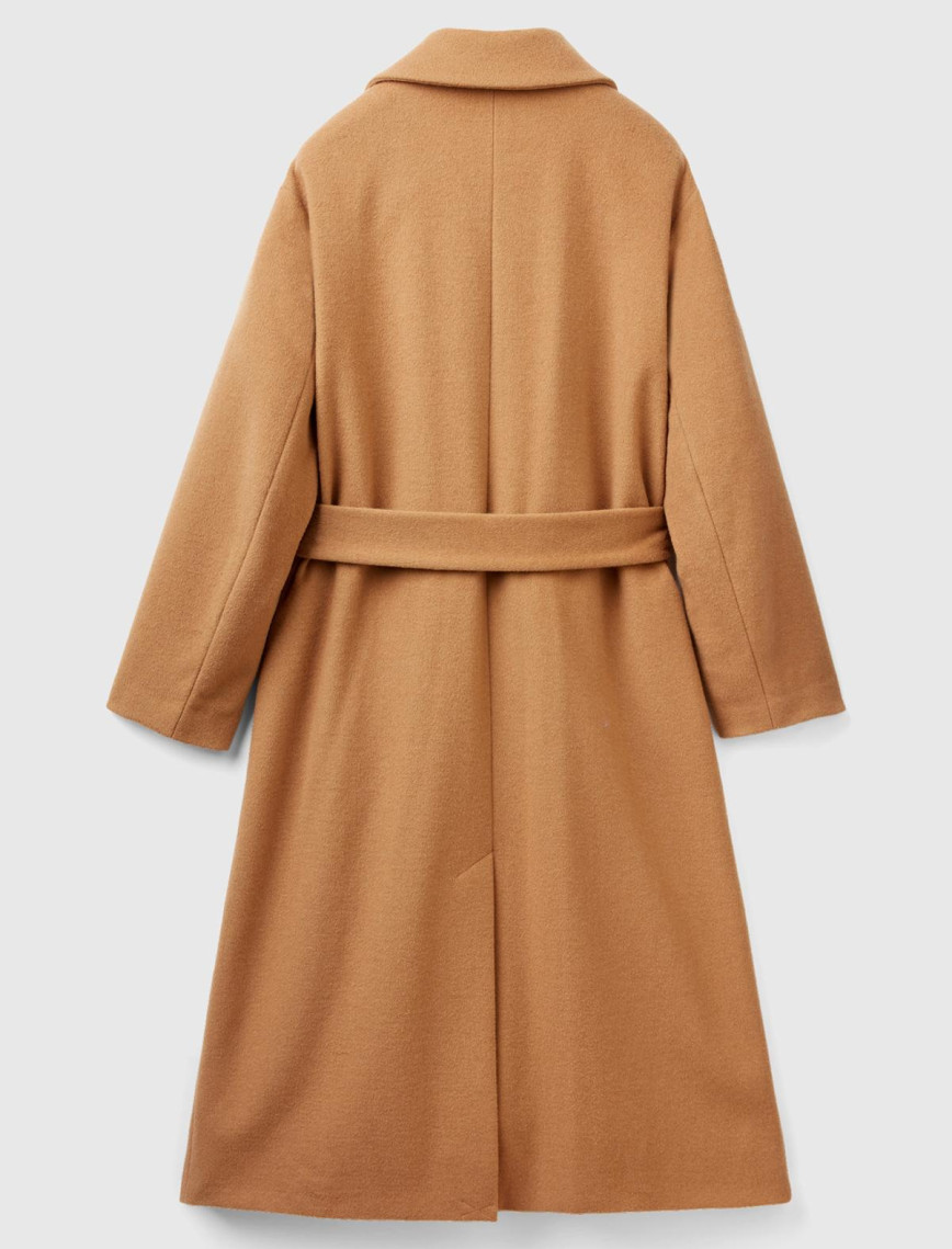 Kadın Taba Yün Karışımlı Belden Bağlamalı Palto Kadın Taba Yün Karışımlı Belden Bağlamalı Palto