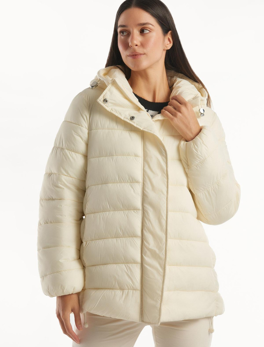 Kadın Krem Pufa Mont Kadın Krem Pufa Mont