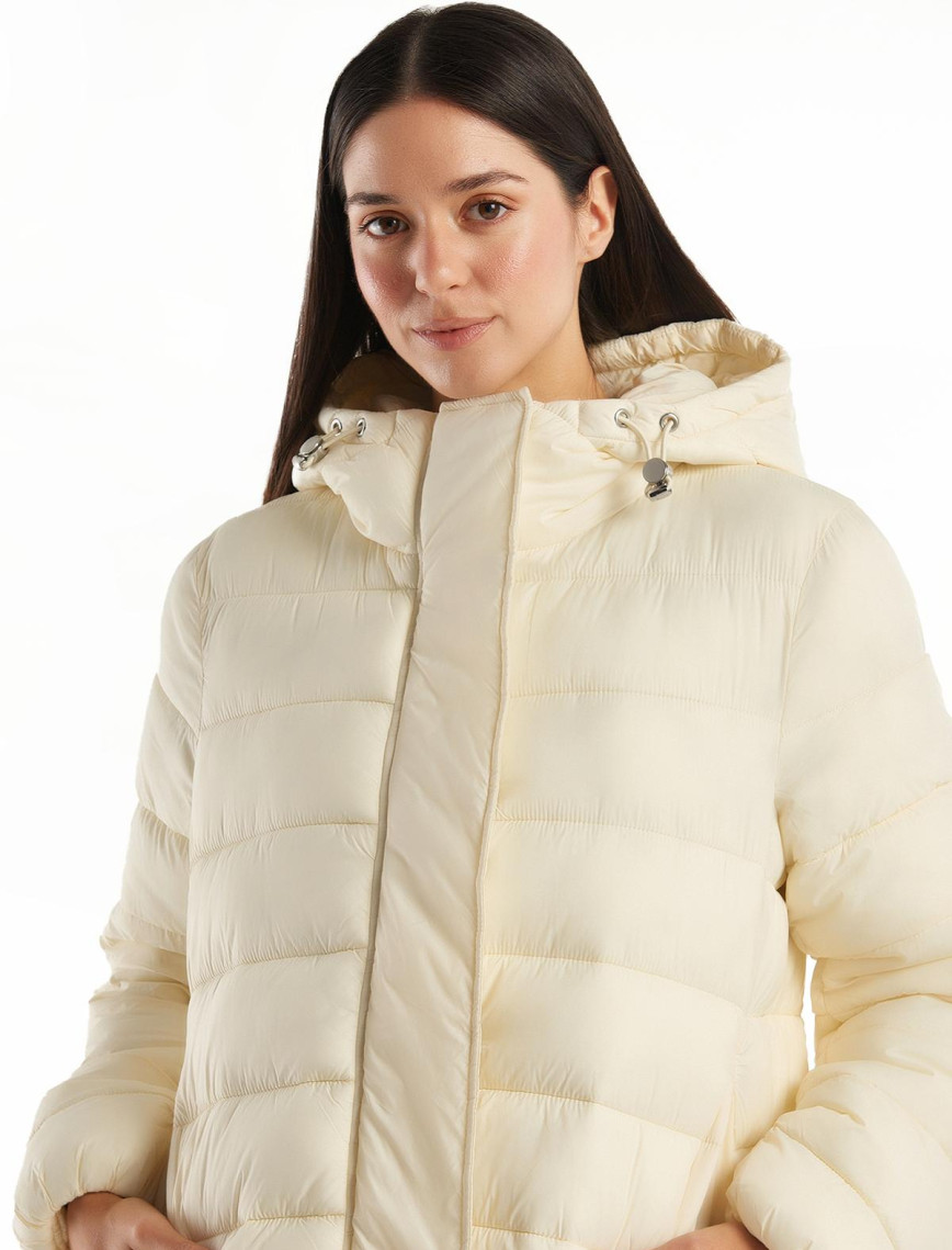 Kadın Krem Pufa Mont Kadın Krem Pufa Mont