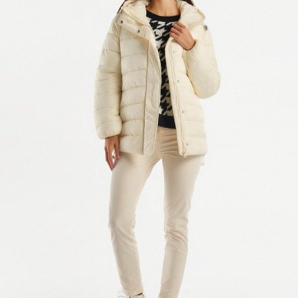 Kadın Krem Pufa Mont Kadın Krem Pufa Mont