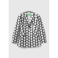 Kadın Siyah Beyaz Puantiyeli Ceket Kadın Siyah Beyaz Puantiyeli Ceket