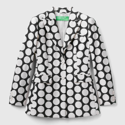Kadın Siyah Beyaz Puantiyeli Ceket Kadın Siyah Beyaz Puantiyeli Ceket