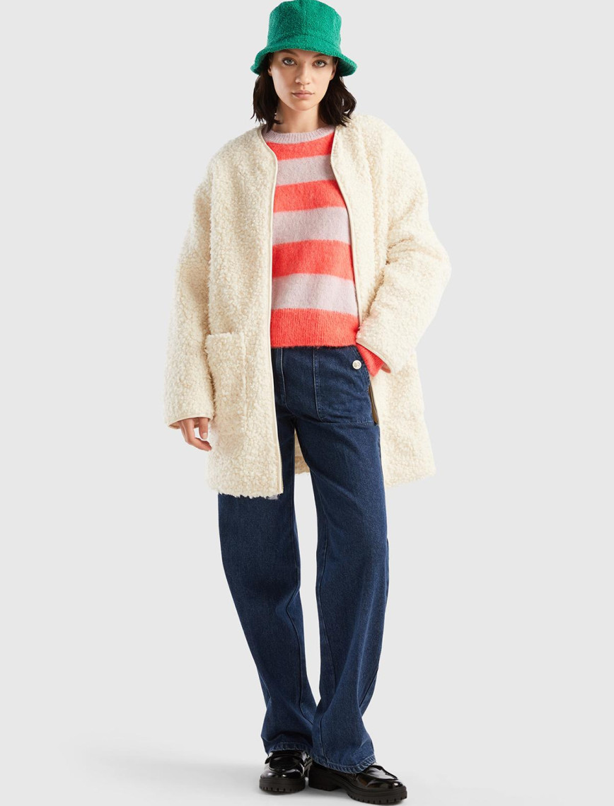 Kadın Krem Yakasız İnce Mont Kadın Krem Yakasız İnce Mont