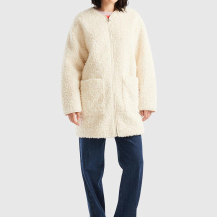 Kadın Krem Yakasız İnce Mont Kadın Krem Yakasız İnce Mont