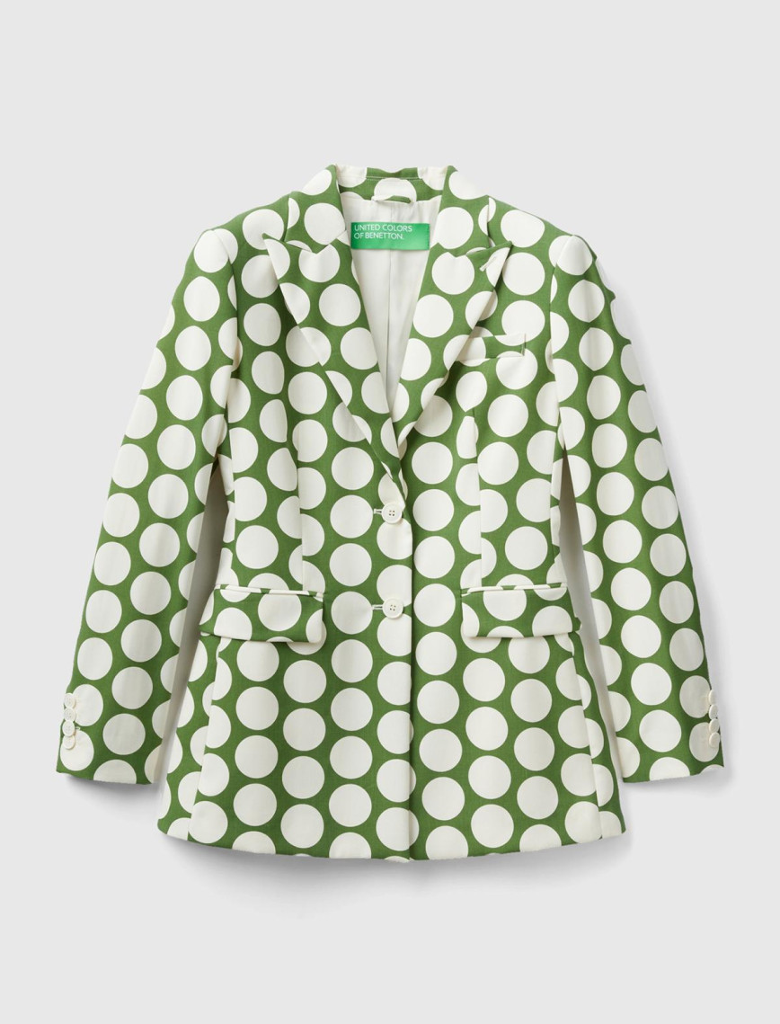 Kadın Siyah Beyaz Puantiyeli Ceket Kadın Siyah Beyaz Puantiyeli Ceket